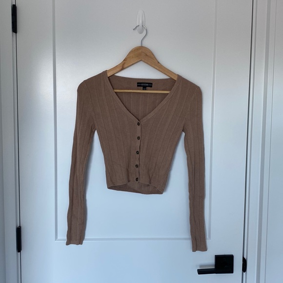 Guess Cropped Long Sleeve Sweater - Picture 1 of 7